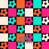 Retro Groovy Floral Checkers