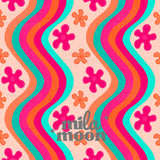 Retro Groovy floral stripes
