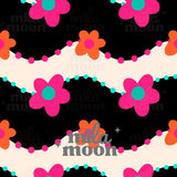 Retro Groovy Floral Waves