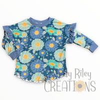 Teal retro Floral
